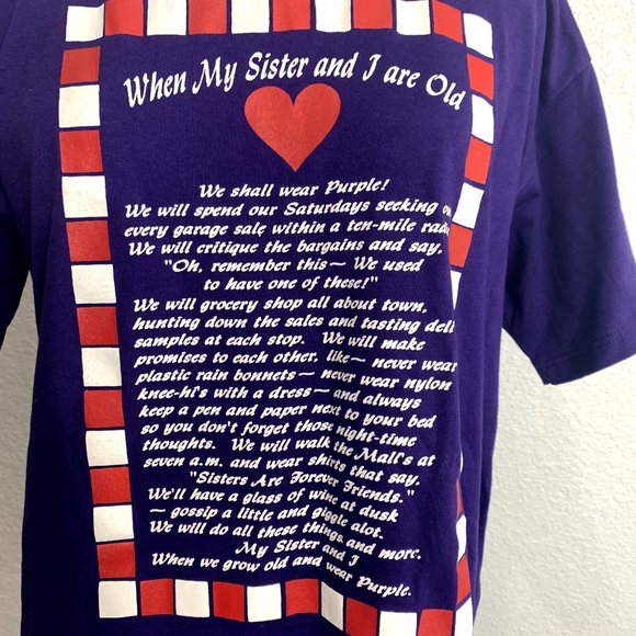 Jerzees Womens T Shirt Size Medium When My Sister and I are Old Purple - Picture 2 of 5